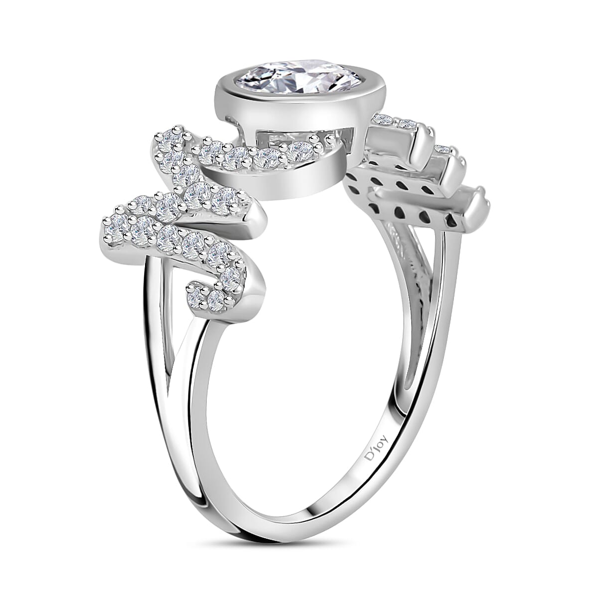 White Moissanite MOM Ring in Rhodium Over Sterling Silver (Size 10.0) 1.40 ctw
