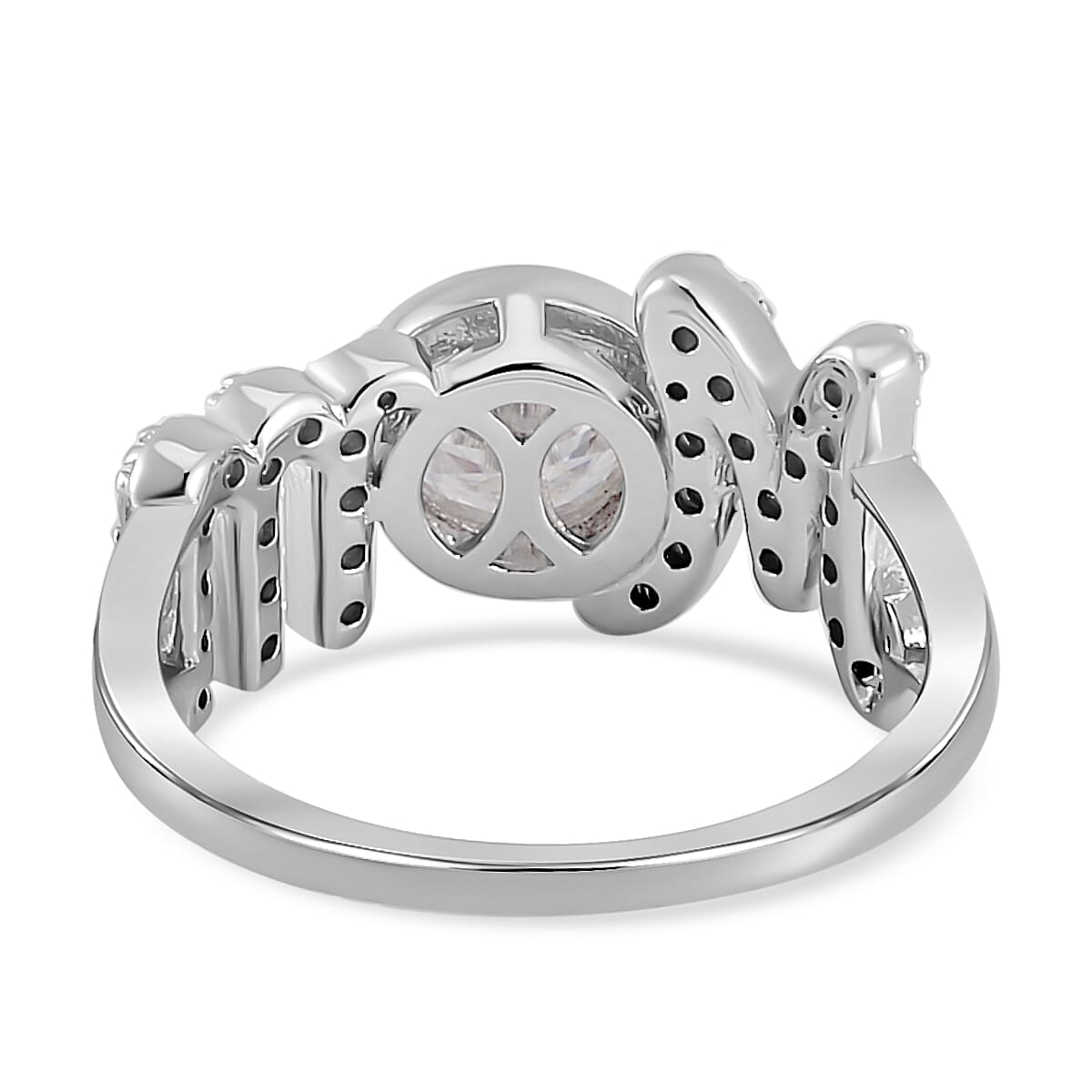 White Moissanite MOM Ring in Rhodium Over Sterling Silver (Size 10.0) 1.40 ctw