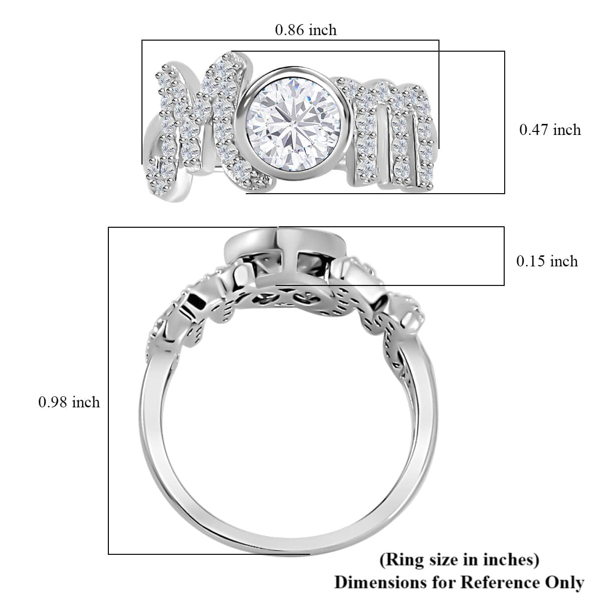 White Moissanite MOM Ring in Rhodium Over Sterling Silver (Size 10.0) 1.40 ctw image number 5