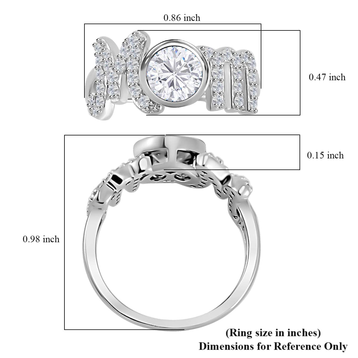 White Moissanite MOM Ring in Rhodium Over Sterling Silver (Size 6.0) 1.40 ctw image number 5