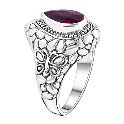 Bali Legacy Niassa Ruby (FF) 4.75 ctw Butterfly Ring in Sterling Silver (Size 10.0) 