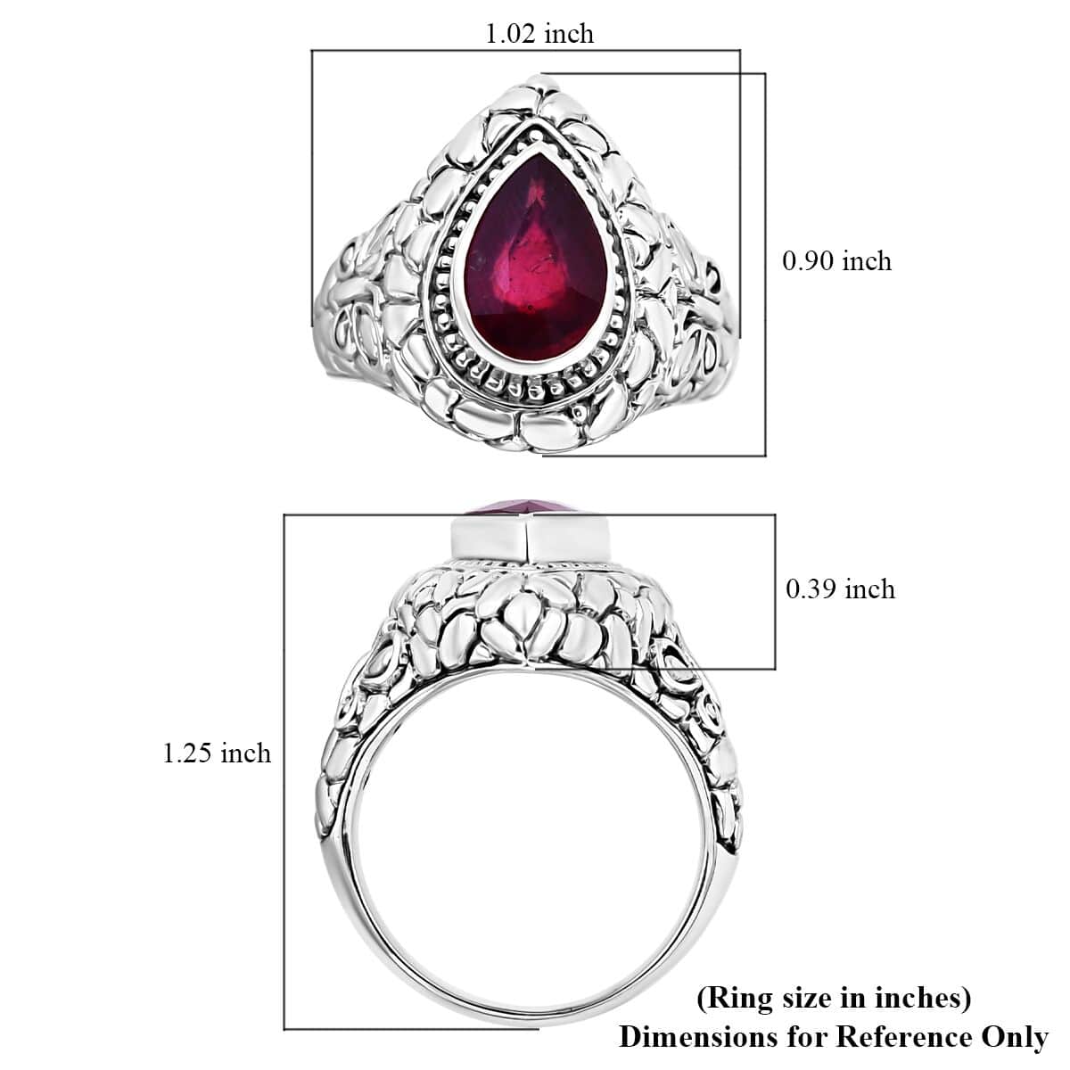 Bali Legacy Niassa Ruby (FF) 4.75 ctw Butterfly Ring in Sterling Silver (Size 10.0)  image number 5