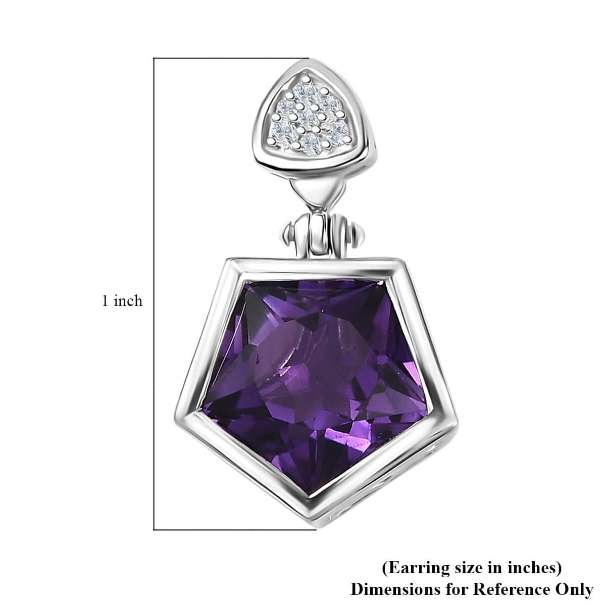 Pentastar Cut African Amethyst and White Zircon Earrings in Platinum Over Sterling Silver 11.40 ctw image number 5