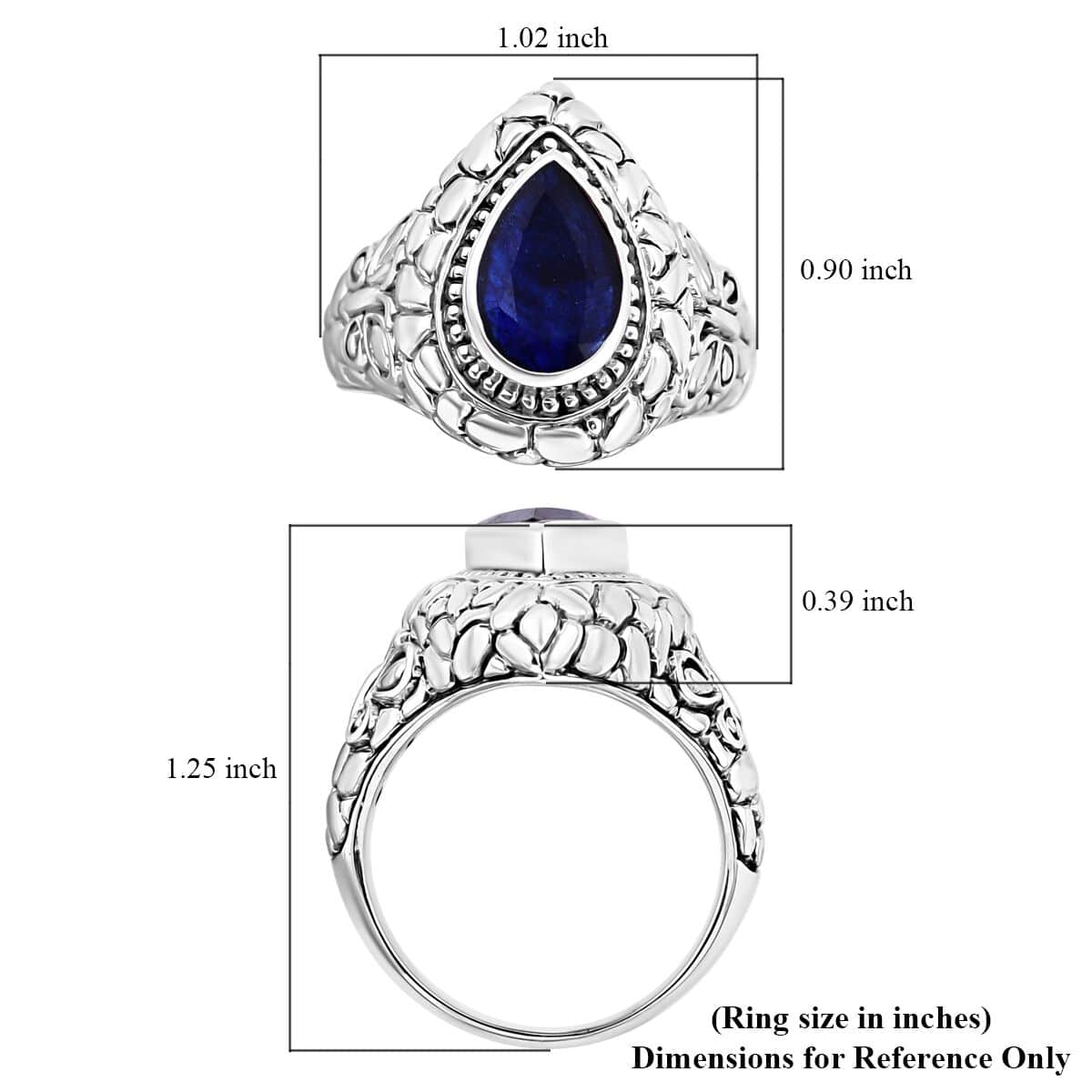 Bali Legacy Masoala Sapphire (D) 3.90 ctw Butterfly Ring in Sterling Silver (Size 7.0) image number 5