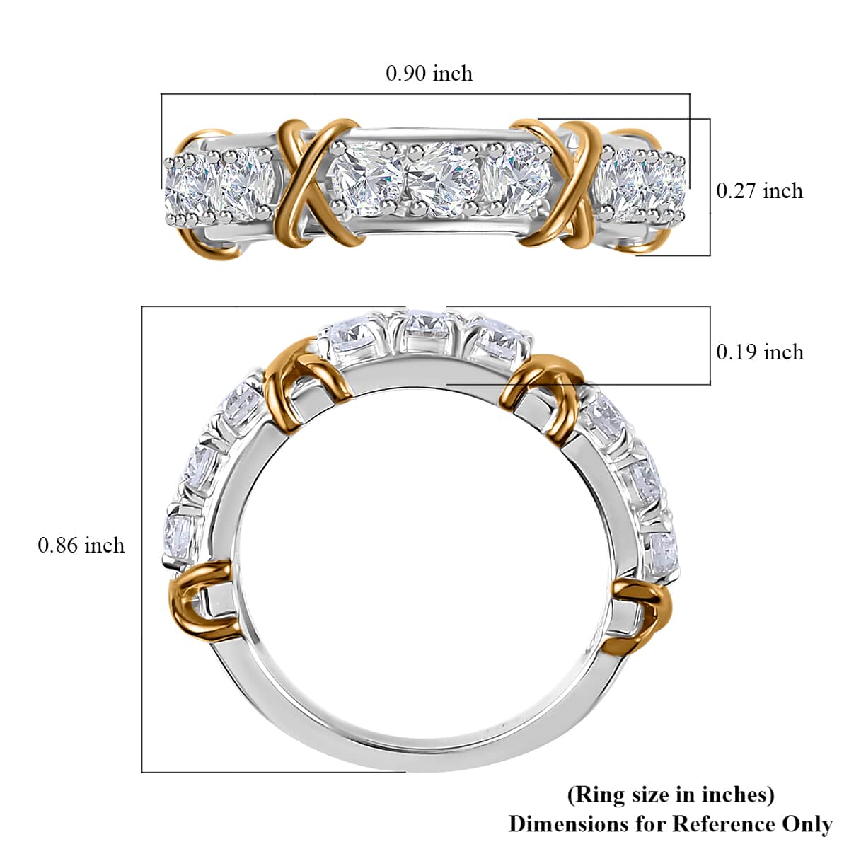 Moissanite Band Ring in Vermeil YG and Platinum Over Sterling Silver (Size 6.0) 1.00 ctw image number 5