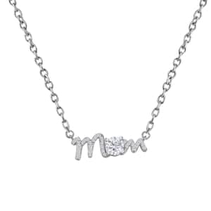 Moissanite MOM Necklace 18-20 Inches in Rhodium Over Sterling Silver 1.20 ctw