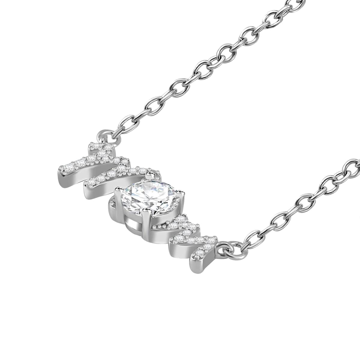 Moissanite MOM Necklace 18-20 Inches in Rhodium Over Sterling Silver 1.20 ctw image number 3