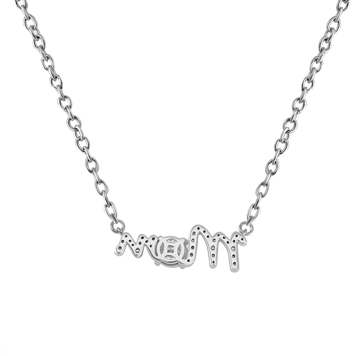Moissanite MOM Necklace 18-20 Inches in Rhodium Over Sterling Silver 1.20 ctw image number 4