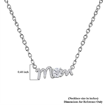 Moissanite MOM Necklace 18-20 Inches in Rhodium Over Sterling Silver 1.20 ctw