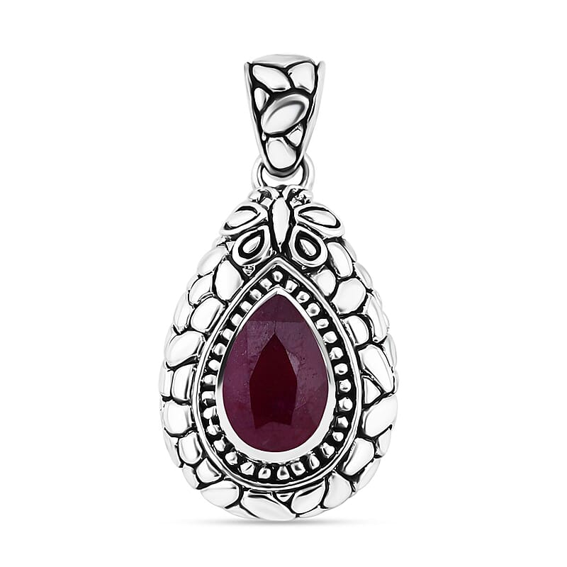 Bali Legacy Niassa Ruby (FF) 4.85 ctw Butterfly Pendant without Chain in Sterling Silver 