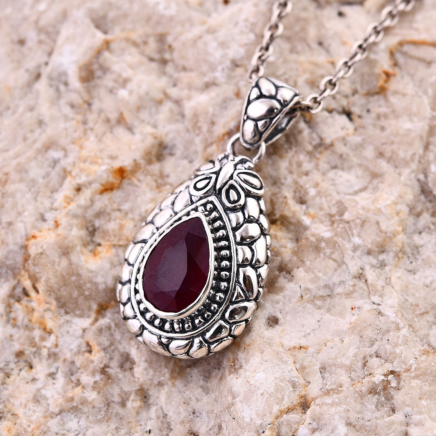 Bali Legacy Niassa Ruby (FF) 4.85 ctw Butterfly Pendant without Chain in Sterling Silver 