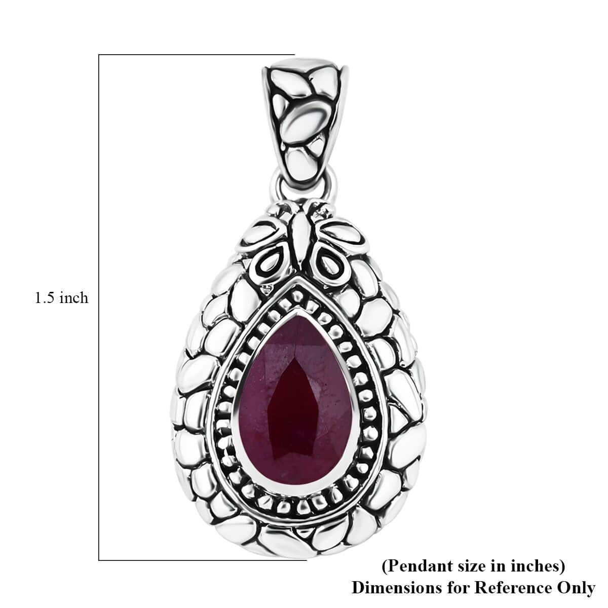 Bali Legacy Niassa Ruby (FF) 4.85 ctw Butterfly Pendant in Sterling Silver  image number 5