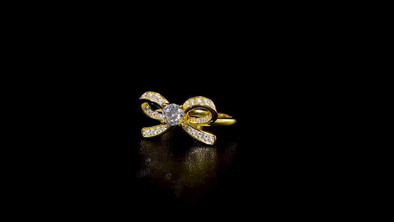 White Moissanite (Rnd 5mm) Bow Ring in Vermeil YG Over Sterling Silver (Size 10.0) 0.75 ctw