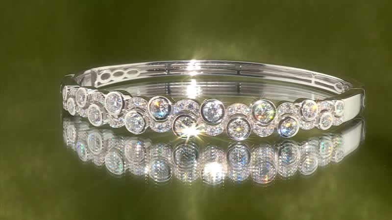 Moissanite Bubble Bangle Bracelet in Platinum Over Sterling Silver (6.50 In) 4.40 ctw