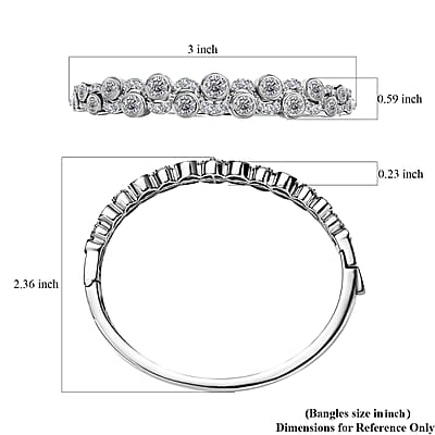 Moissanite Celestial Sun & Moon Bangle Bracelet in Platinum Over Sterling Silver (6.50 In) 4.40 ctw