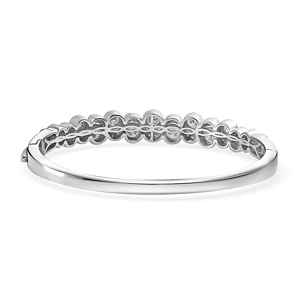 Moissanite 4.40 ctw Celestial Sun & Moon Bangle Bracelet in Platinum Over Sterling Silver (8.00 In) image number 4
