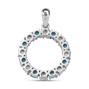 Sleeping Beauty Turquoise and Freshwater Pearl 1.60 ctw Pendant in Rhodium Over Sterling Silver