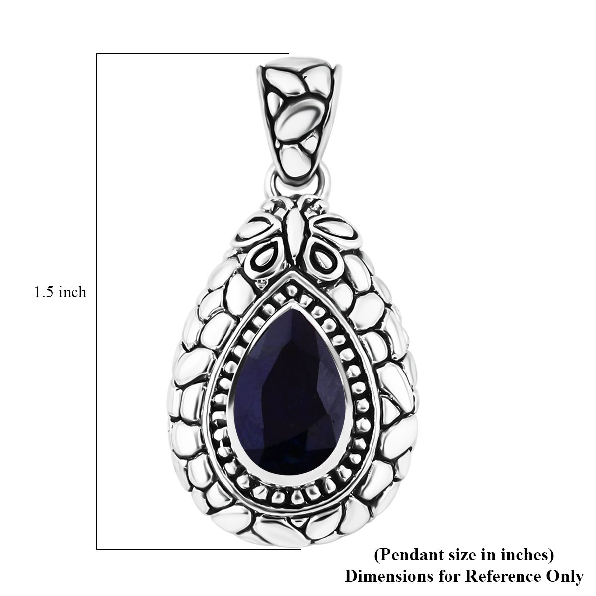 Bali Legacy Masoala Sapphire (D) 4.20 ctw Butterfly Pendant in Sterling Silver 