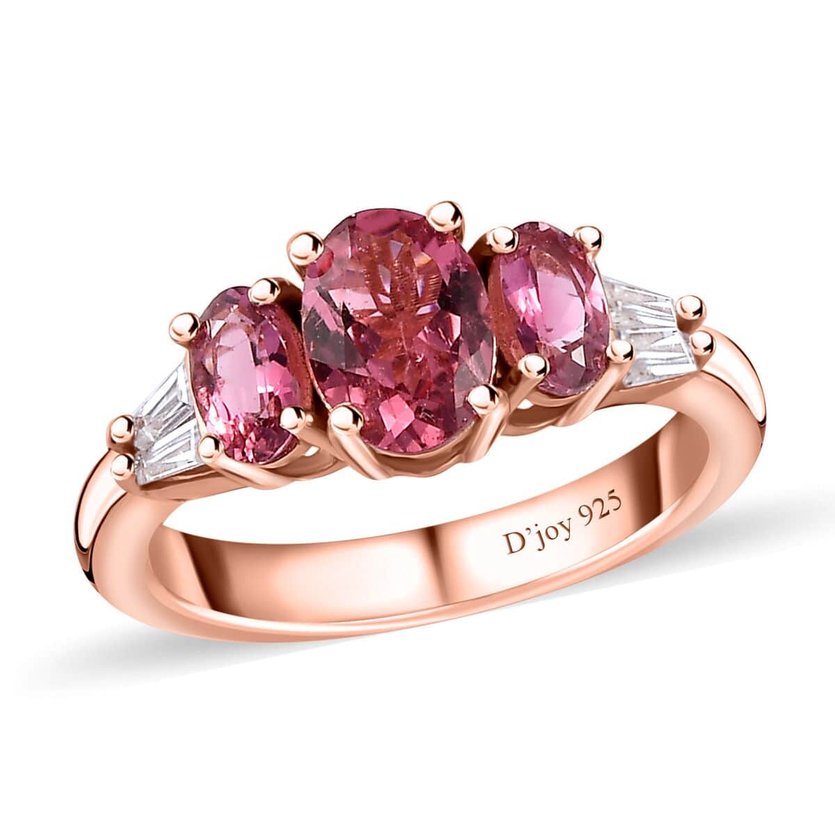 Morro Redondo Pink Tourmaline and White Zircon Ring in Vermeil Rose Gold Over Sterling Silver (Size 10.0) 1.60 ctw image number 0