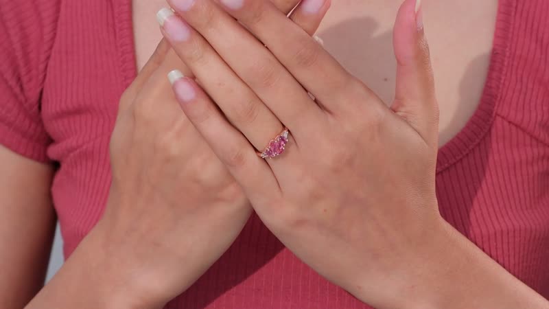 Morro Redondo Pink Tourmaline and White Zircon Ring in Vermeil Rose Gold Over Sterling Silver (Size 10.0) 1.60 ctw