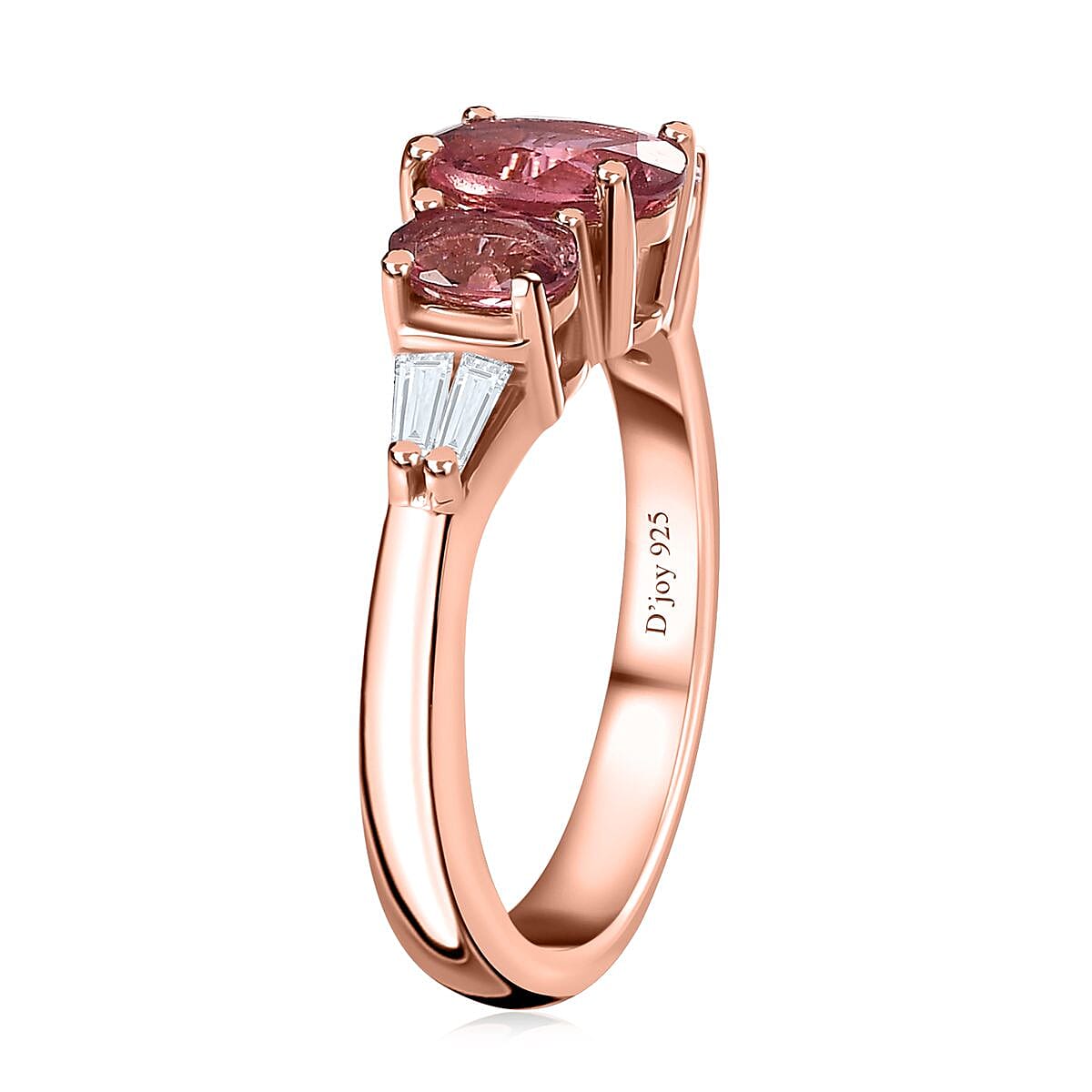 Morro Redondo Pink Tourmaline and White Zircon Ring in Vermeil Rose Gold Over Sterling Silver (Size 10.0) 1.60 ctw