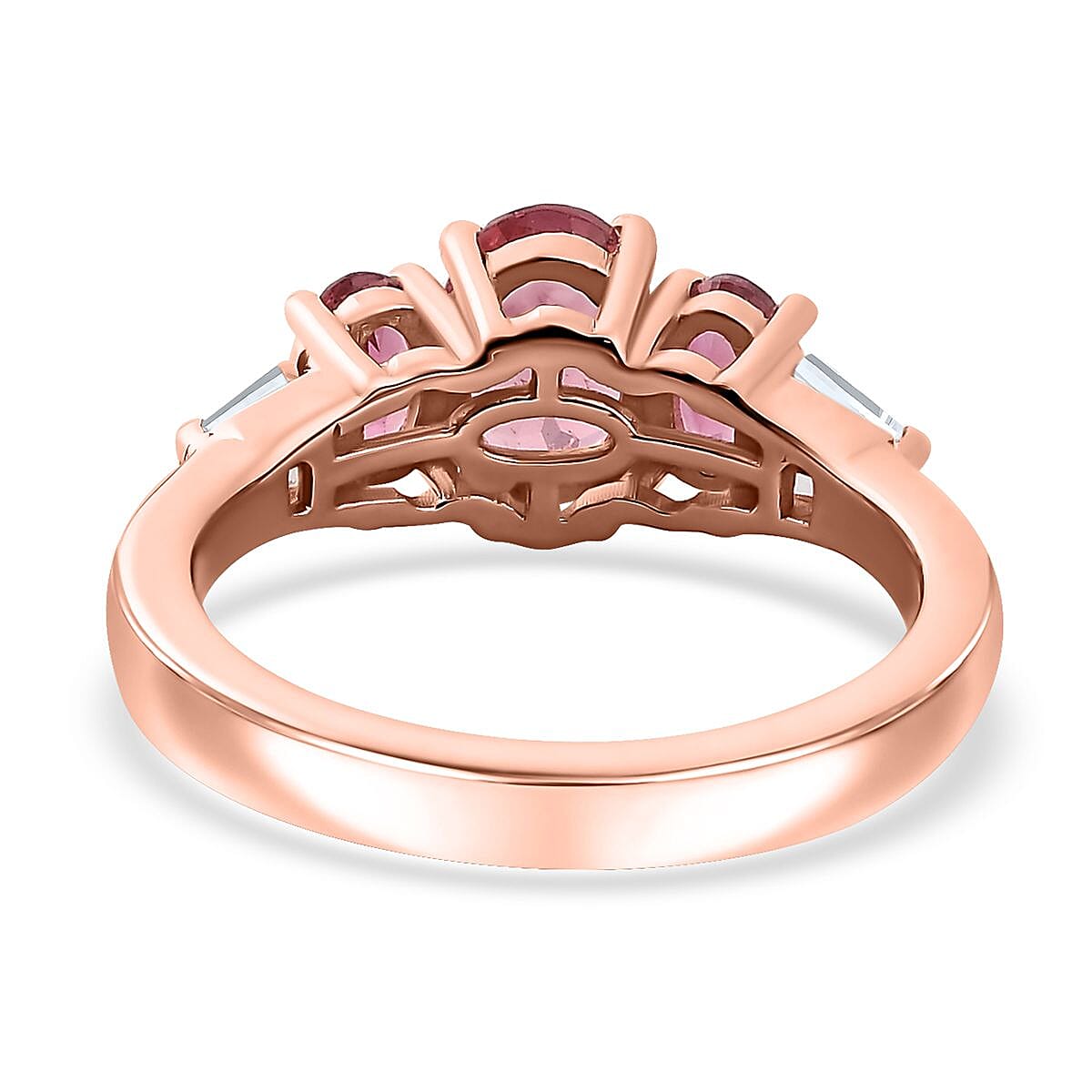 Morro Redondo Pink Tourmaline and White Zircon Ring in Vermeil Rose Gold Over Sterling Silver (Size 10.0) 1.60 ctw