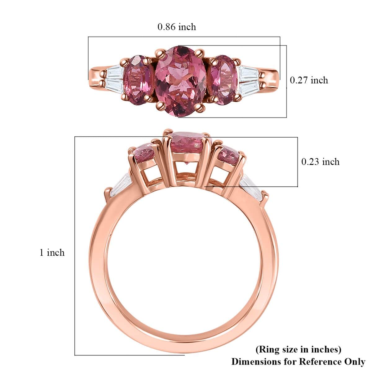 Morro Redondo Pink Tourmaline and White Zircon Ring in Vermeil Rose Gold Over Sterling Silver (Size 10.0) 1.60 ctw image number 5