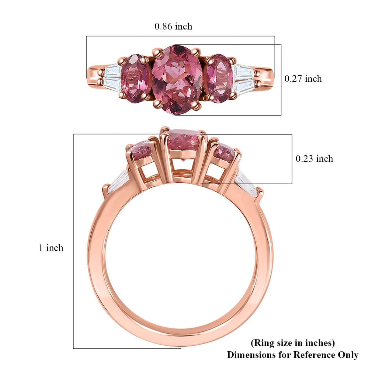 Morro Redondo Pink Tourmaline and White Zircon Ring in Vermeil Rose Gold Over Sterling Silver (Size 7.0) 1.60 ctw image number 5