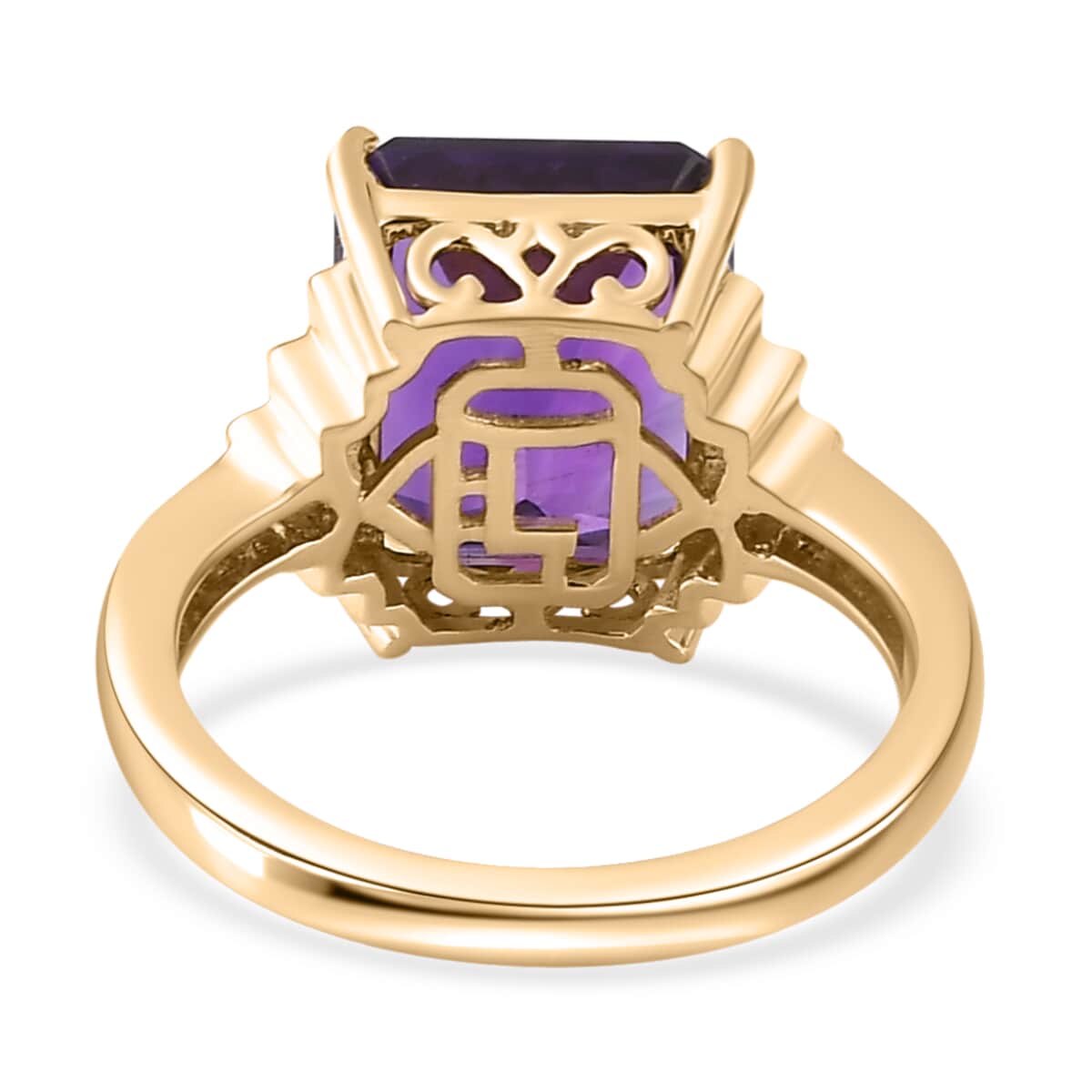 Luxoro 10K Yellow Gold Moroccan Amethyst and G-H I3 Diamond Ring (Size 9.0) 4.65 Grams 5.20 ctw image number 4