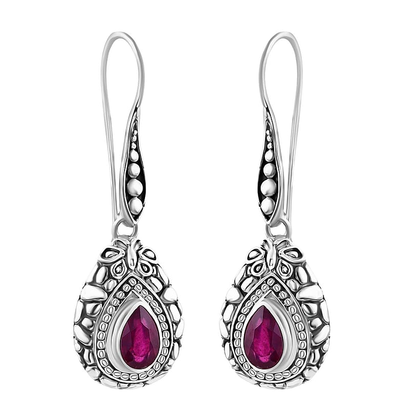 Bali Legacy Niassa Ruby (FF) 2.60 ctw Butterfly Earrings in Sterling Silver 