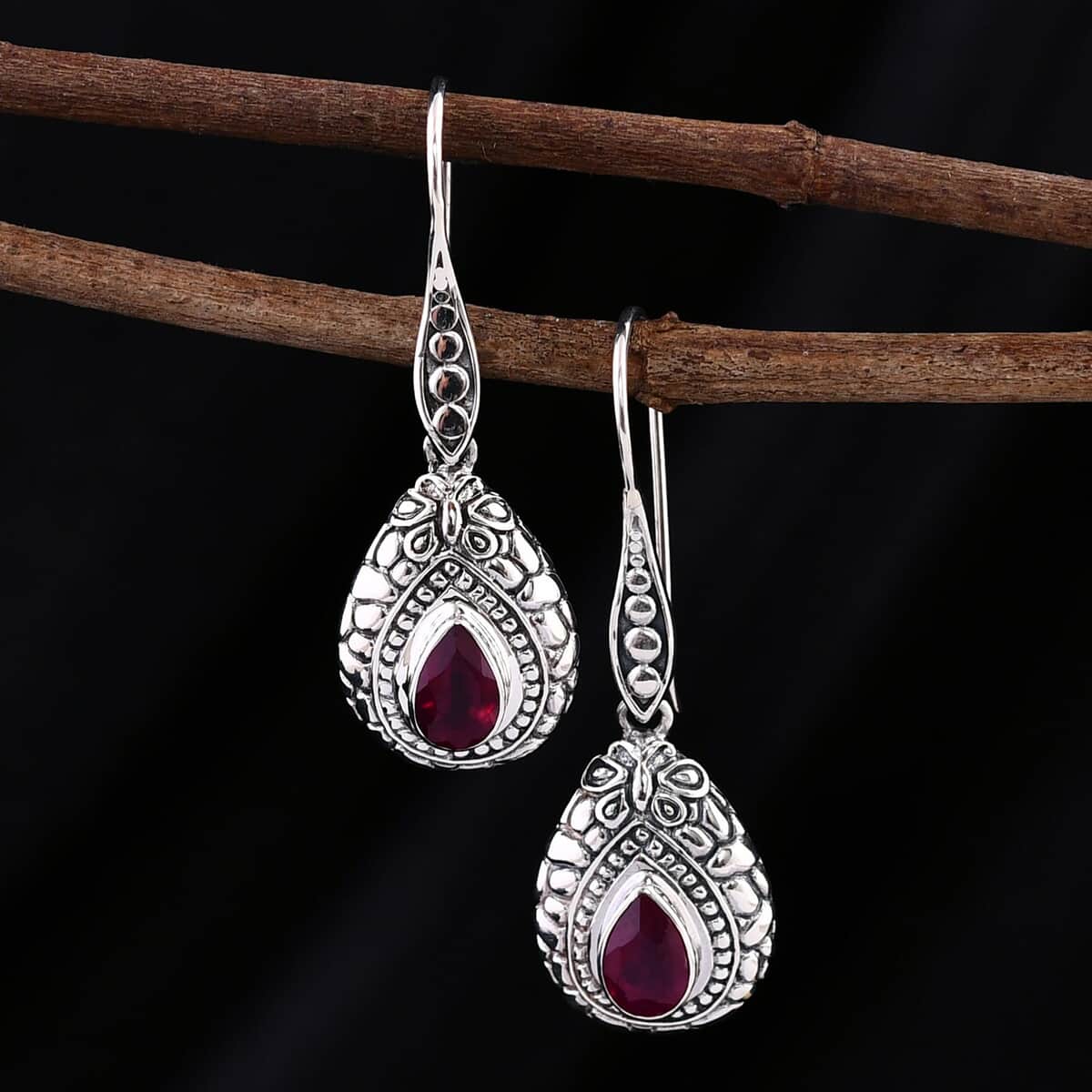 Bali Legacy Niassa Ruby (FF) 2.60 ctw Butterfly Earrings in Sterling Silver  image number 1