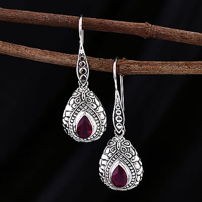 Bali Legacy Niassa Ruby (FF) 2.60 ctw Butterfly Earrings in Sterling Silver 
