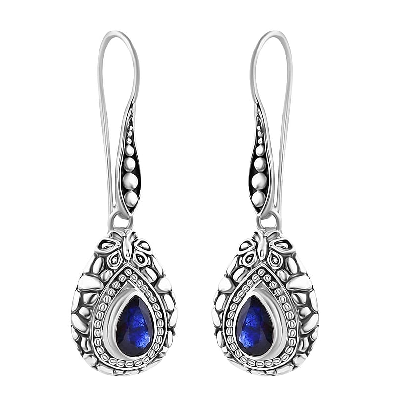 Bali Legacy Masoala Sapphire (D) 2.60 ctw Butterfly Earrings in Sterling Silver 