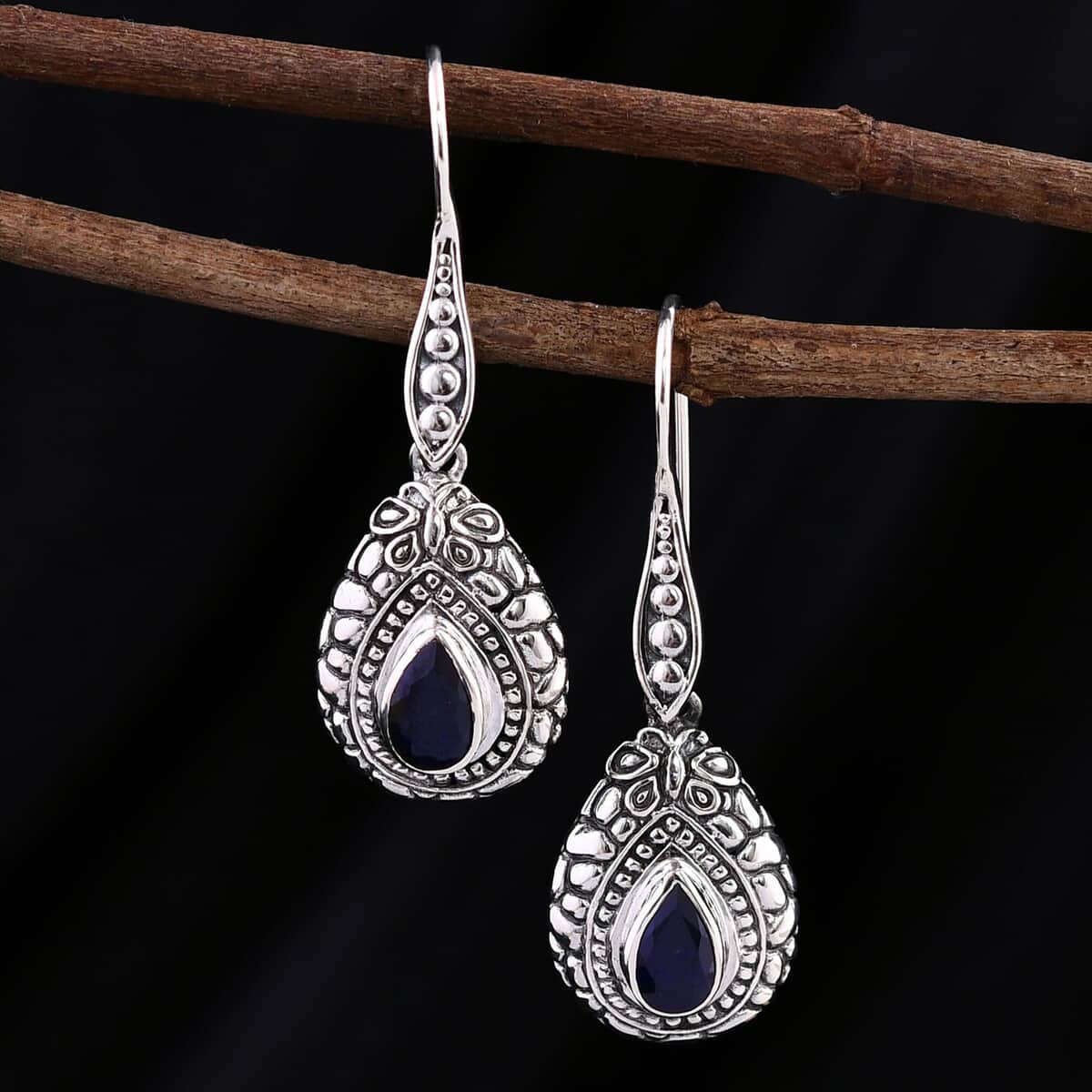 Bali Legacy Masoala Sapphire (D) 2.60 ctw Butterfly Earrings in Sterling Silver  image number 1