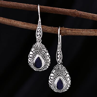 Bali Legacy Masoala Sapphire (D) 2.60 ctw Butterfly Earrings in Sterling Silver 