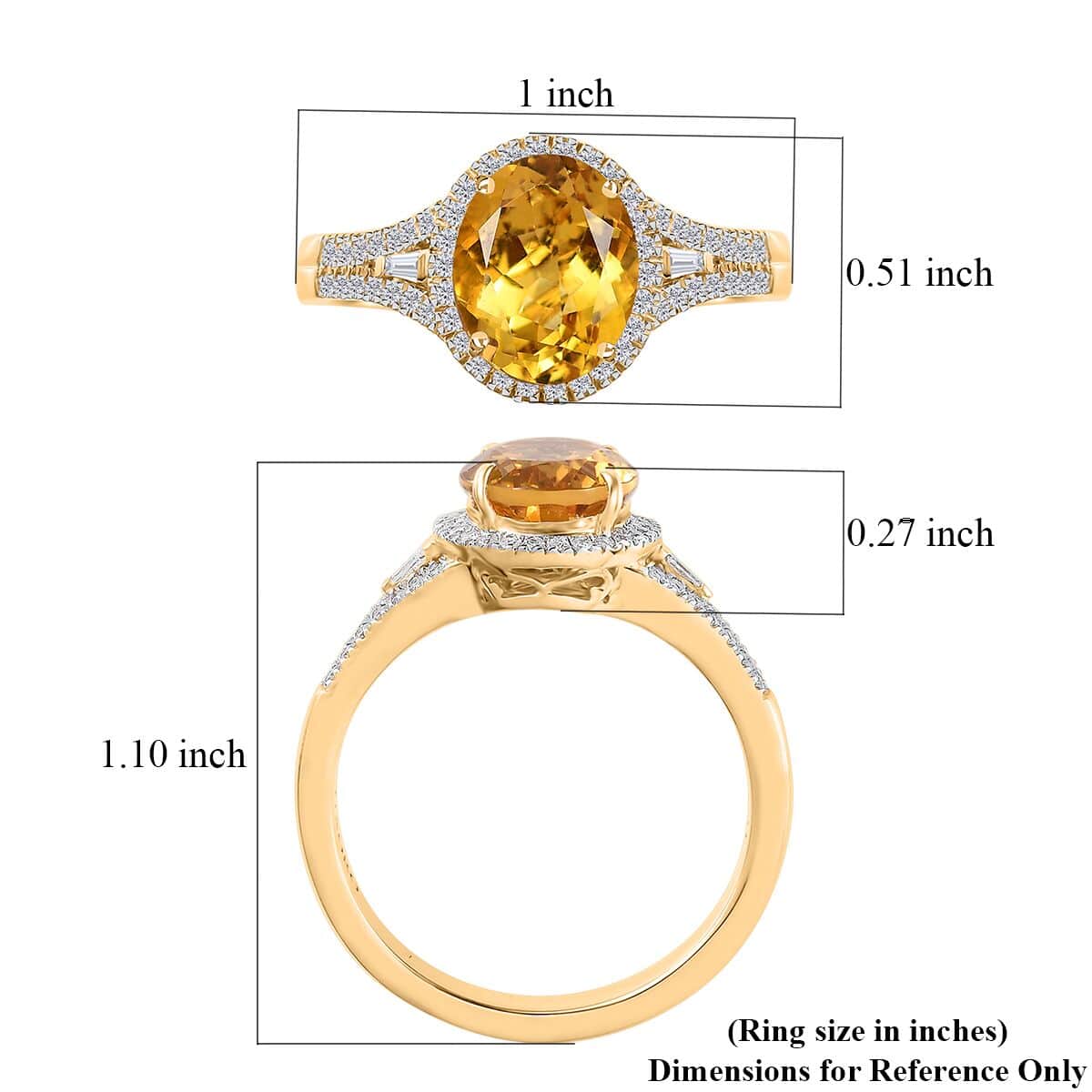 Luxoro 10K Yellow Gold AAA Brazilian Heliodor and G-H I2 Diamond Ring (Size 6.0) 4.50 Grams 2.60 ctw image number 5