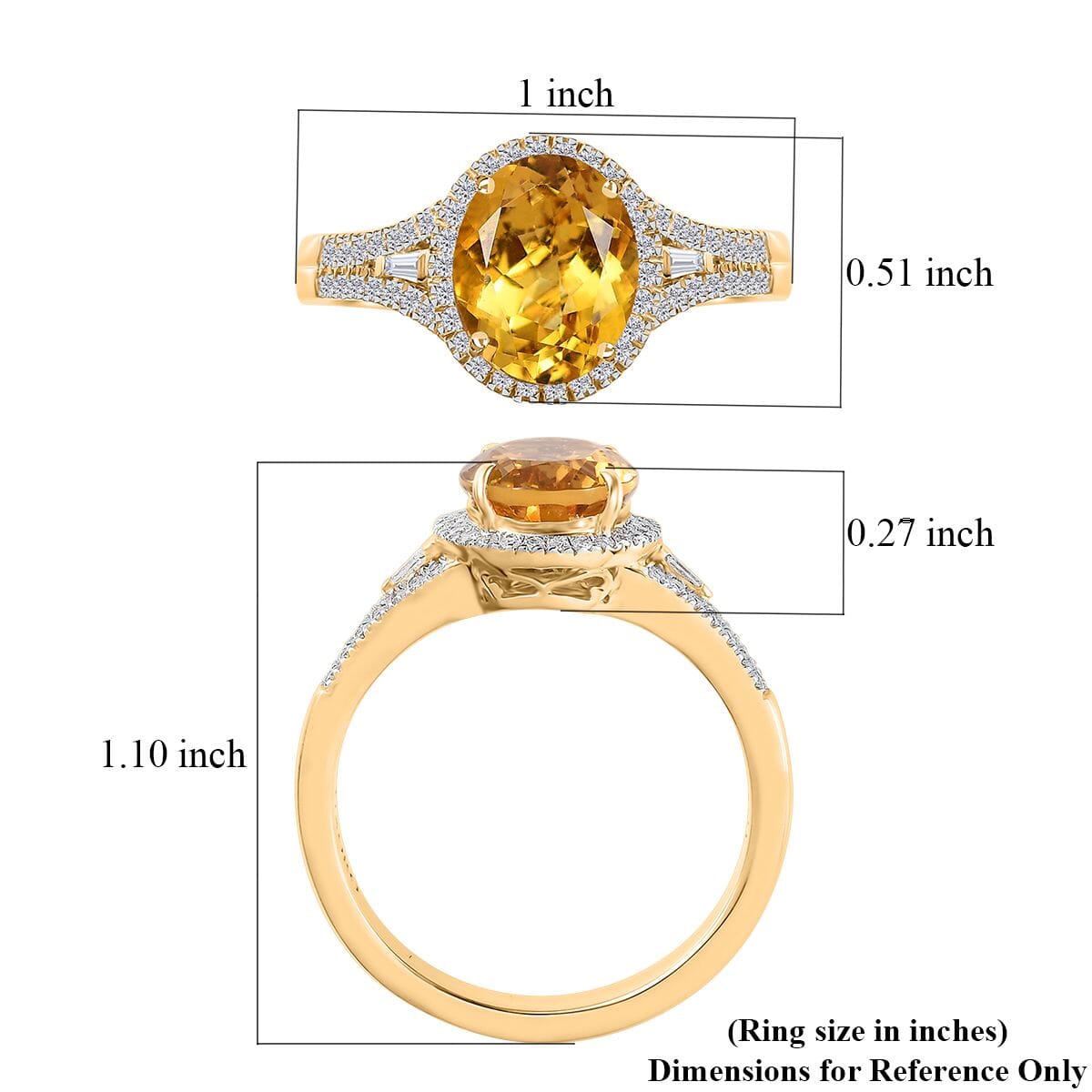 Luxoro 10K Yellow Gold AAA Brazilian Heliodor and G-H I2 Diamond Ring (Size 10.0) 4.50 Grams 2.60 ctw image number 5