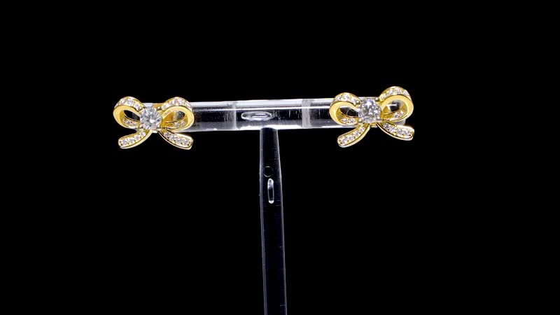 Moissanite Bow Stud Earrings in Vermeil Yellow Gold Over Sterling Silver 0.75 ctw