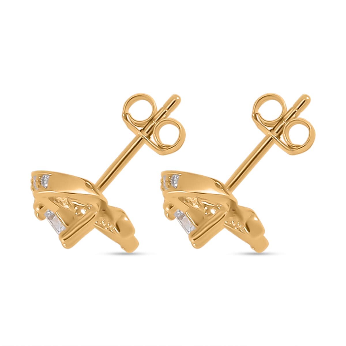 Moissanite Bow Stud Earrings in Vermeil Yellow Gold Over Sterling Silver 0.75 ctw image number 3