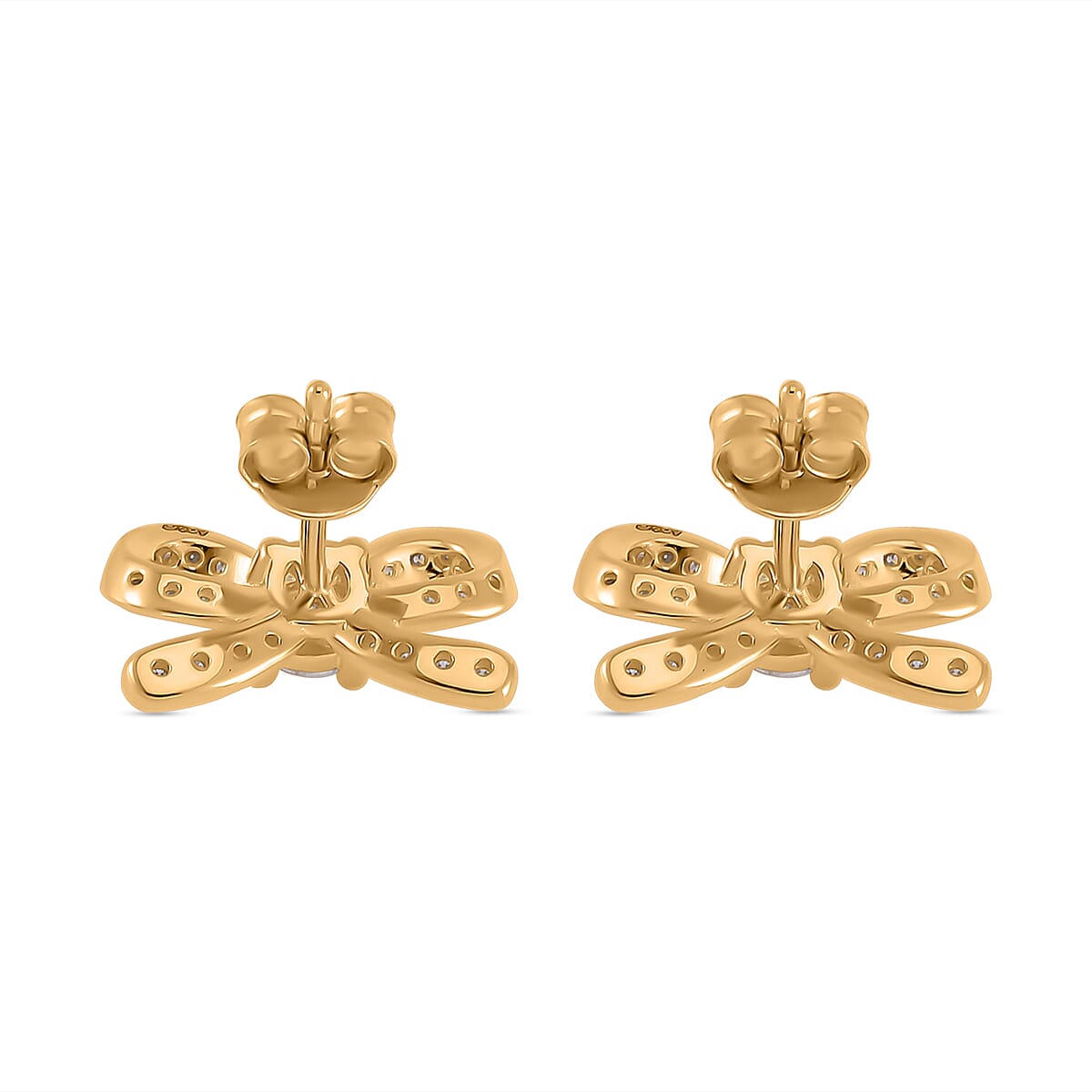 Moissanite Bow Stud Earrings in Vermeil Yellow Gold Over Sterling Silver 0.75 ctw