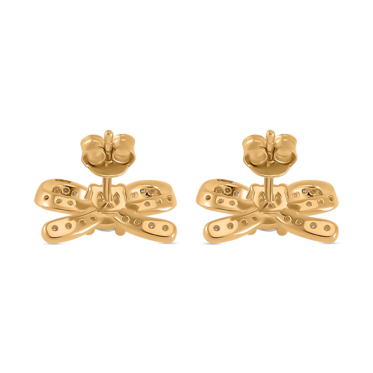 Moissanite Bow Stud Earrings in Vermeil Yellow Gold Over Sterling Silver 0.75 ctw image number 4