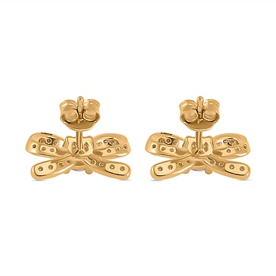 Moissanite Bow Stud Earrings in Vermeil Yellow Gold Over Sterling Silver 0.75 ctw