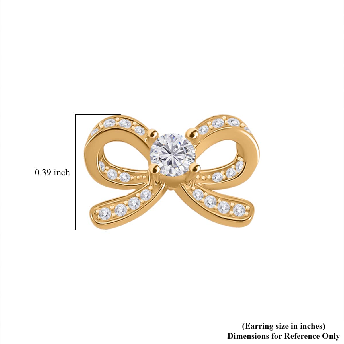 Moissanite Bow Stud Earrings in Vermeil Yellow Gold Over Sterling Silver 0.75 ctw image number 5