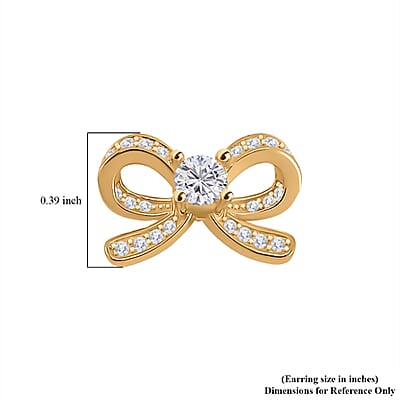 Moissanite Bow Stud Earrings in Vermeil Yellow Gold Over Sterling Silver 0.75 ctw
