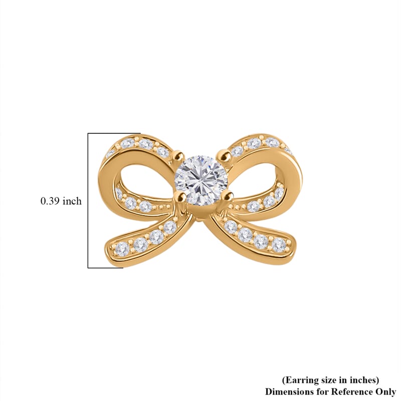 Moissanite Bow Stud Earrings in Vermeil Yellow Gold Over Sterling Silver 0.75 ctw