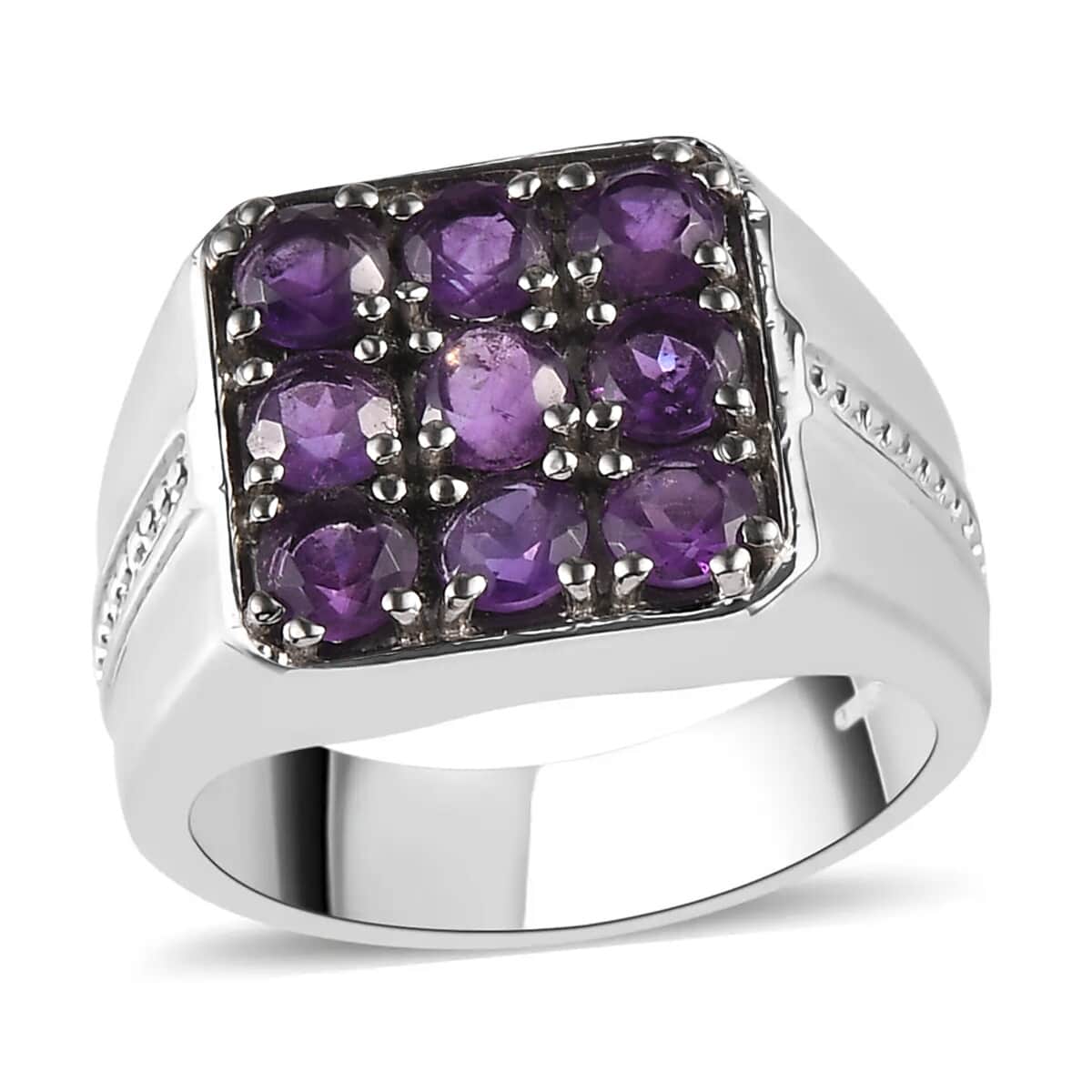 African Amethyst Men's Ring in Stainless Steel (Size 10.0) 2.00 ctw image number 0
