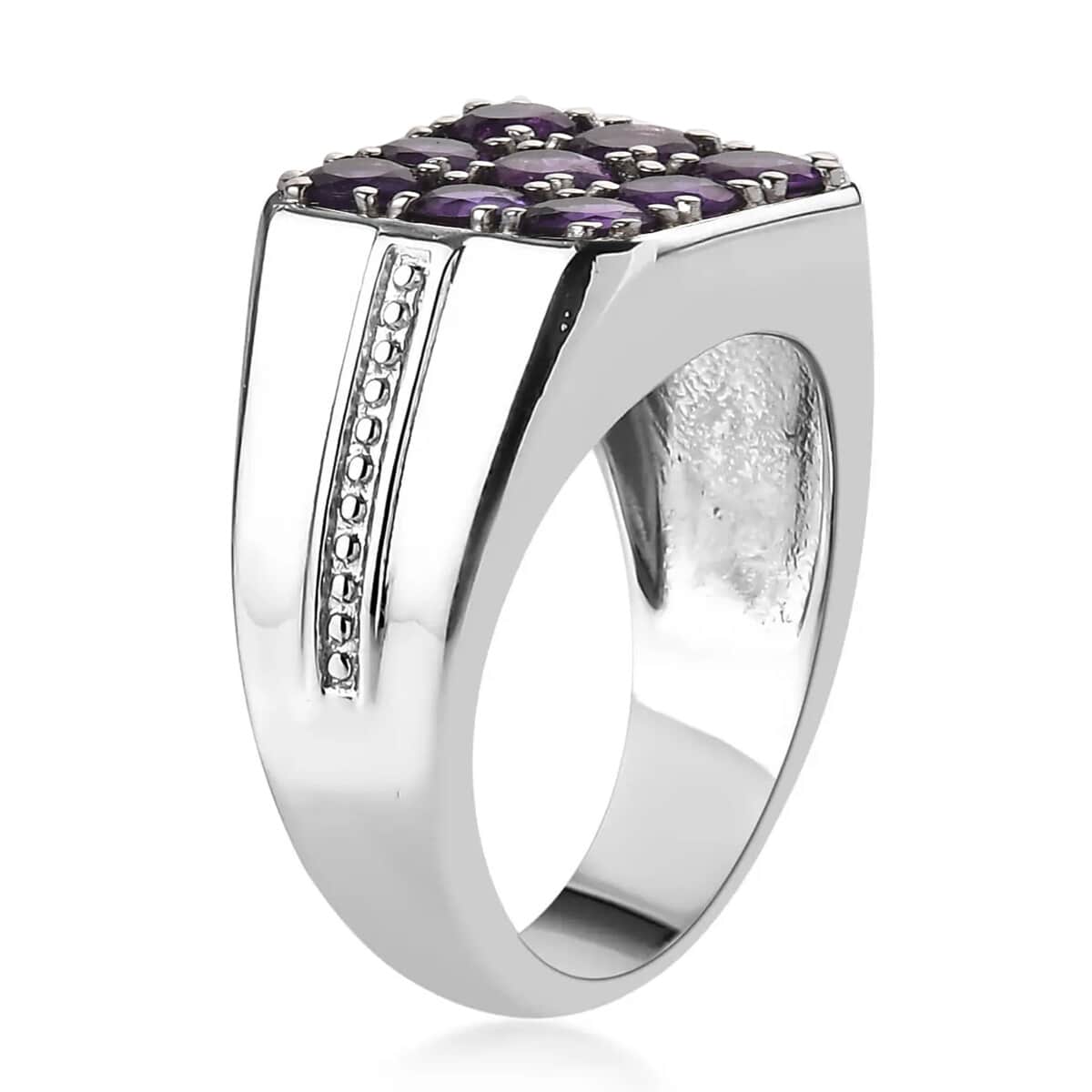 African Amethyst Men's Ring in Stainless Steel (Size 12.0) 2.00 ctw image number 3