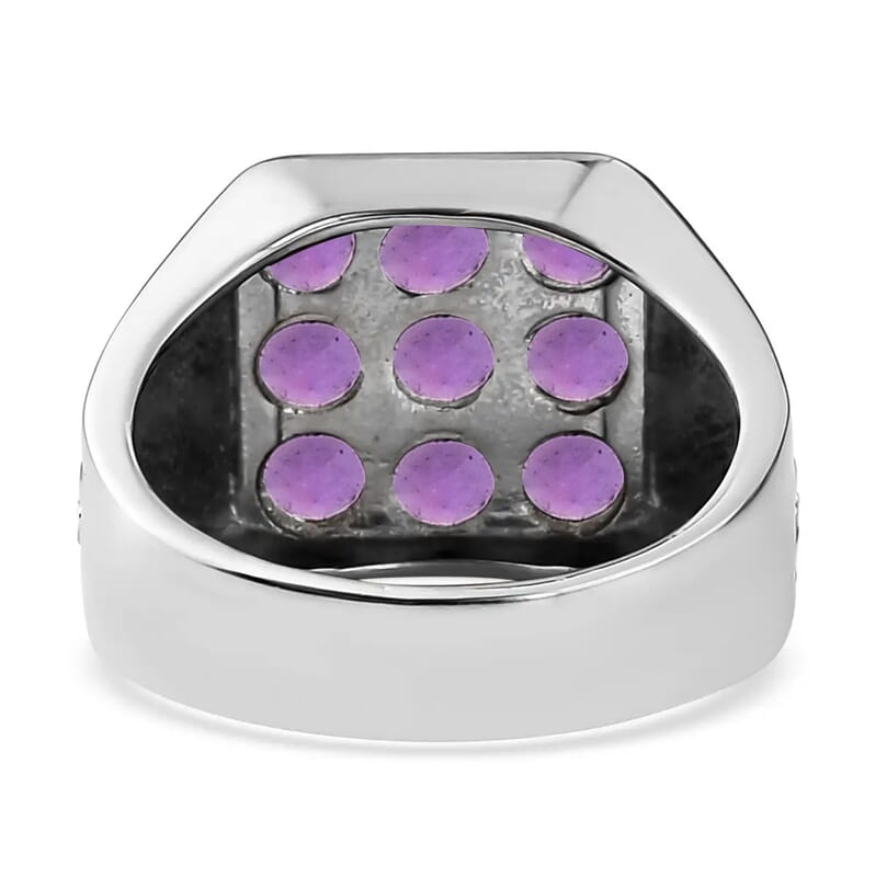 African Amethyst Men's Ring in Stainless Steel (Size 9) 2.00 ctw
