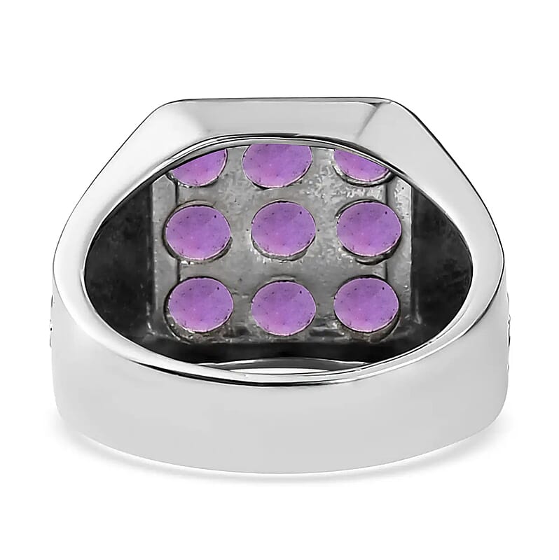 African Amethyst Men's Ring in Stainless Steel (Size 9) 2.00 ctw