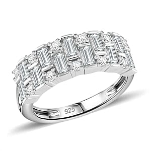 Moissanite 1.60 ctw Ring in Rhodium Over Sterling Silver (Size 6.5)